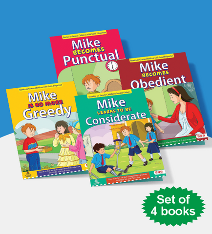 Value Education (Mike) Combo 2 (Mike Becomes Punctual, Mike Becomes Obedient, Mike Learns to be Considerate, Mike is No More Greedy) – Moral Story Book for Kids (Age 5 - 8 Years)