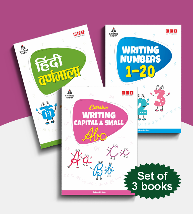 Number Writing, Cursive Writing & Hindi Workbook Combo | FunLearn