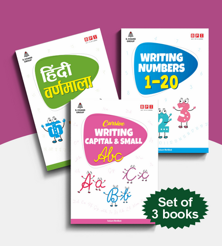 Number Writing, Cursive Writing & Hindi Workbook Combo | FunLearn